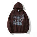 2021 Dark Streetwear Retro Graphic Print Brown Mens Hip Hop Hoodies Pullover Vintage Clothes Women Hooded Sweatshirt Manga Larga