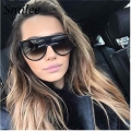 kim kardashian sunglasses woman vintage retro flat top Thin Shadow sun glasses square Pilot luxury designer large black shades
