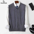 SHAN BAO 2021 autumn and winter brand plus size young men's business casual loose V neck pullover sweater 5XL 6XL 7XL 8XL|V