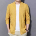 Men Cardigan Fashion Dress Up Knitwear Sweater Mens Spring Autumn Thin Solid Sweatercoat V Neck Casual Male Knitted Cardigan|Car