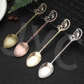Vintage Style Bronze Carved Small Coffee Spoon Kitchen Dining Bar Flatware Cutlery Mixing Stirring Dessert Teaspoon Kitchen Tool