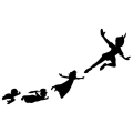 17.1cm*10cm Peter Pan & Gang Flying Car Styling Stickers Decals Black/Silver S3 6584|decal sticker|stickers blacksilver stic