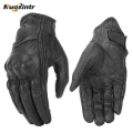 Retro Motorcycle Gloves Pursuit Perforated Real Leather Leather Touch Screen Men Women Moto Waterproof Gloves Motocross Glove -