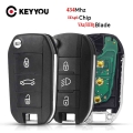 Keyyou Id46-pcf7941 Chip Car Remote Key 3 Buttons Fob For Peugeot 208 2008 301 308 5008 508 Citroen C-elysee C4-cactus 434mhz -