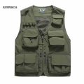Men Vest Tactical Webbed Equipment Jacket Summer Outdoor Army Photographer Vest Tool Multi Pocket Mesh Sleeveless Jacket for Men