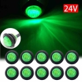 10pcs Waterproof 24V 3LED 3/4" Trailer Side Marker Lights Front Rear Trucks Clearance Lights Lamp Green Round|Truck Light S