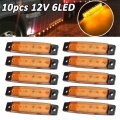 Truck Accessories 12V Universal 10Pcs Waterproof Side Marker Light Trailer Truck 6 SMD Clearance LED Lamps Amber Lights|Truck Li