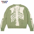 Men Oversized Sweater Green Loose Skeleton Bone Printing Woman High Quality High Street Damage Hole Vintage 1:1 Knitted Sweater|