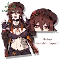 EARLFAMILY Tattoo Girl Hutao Fanart Peeker Car Sticker Anime Genshin Impact Sketch Waifu Decal JDM Cartoon Graffiti Stickers| |