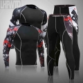 2021 Men's Thermal Underwear Set MMA Tactics Leggings Solid Color Costume Compress Fitness Long Johns Men Winter Brands Men