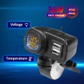 Waterproof 36W QC3.0 Phone Charger Double Usb Moto Motorcycle Cigarette Lighter Socket For Starting Device Voltmeter Temperature