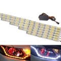 OKEEN 2pcs Waterproof Flexible LED Strips Lights White DRL Daytime Running Light of Sequential Flow Style Switchback Headlight|C