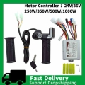 Electric Bike Motor Brush Controller And Throttle Twist Grip Set 24V 350W For Electric Scooter Bicycle Bike Scooter Accessories|