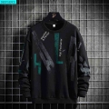 Autumn New Splicing Polyester Men's Round Neck Bottoming Shirt Korean Style Top Casual Long Sleeved Shirt for Men|Hoodies &a