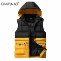 CHAIFENKO Men's Vest Jacket Winter Waterproof Warm Sleeveless Men Jacket Fashion Hooded Casual Vest Men Autumn Thicken Waist