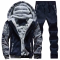 Causal Tracksuits Men Sets Hooded Thicken Fleece Hoodies + Sweatpant 2021 Winter Spring Sweatshirt Sportswear Male Letter Print|