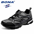 BONA New Arrival Classics Style Men Running Shoes Cow Split Mesh Men Sport Shoes Lace Up Outdoor Jogging Shoes Free Shipping|Run