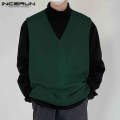 Fashion Casual Style New Men's Thin Knitted Vests Handsome Male Loose Hot Sale Sleeveless Sweater Vests S 5XL INCERUN Tops 2