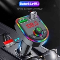 2022 Ambient Light Bluetooth 5.0 Fm Transmitter Car Mp3 Player Wireless Handsfree Audio Receiver Usb Fast Charge Tf U Disk Play