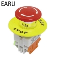 Red Mushroom Cap 1NO 1NC DPST Emergency Stop Push Button Switch AC 660V 10A Switch Equipment Lift Elevator Latching Self Lock|lo