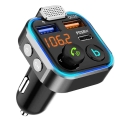 Jinserta Car Bluetooth 5.0 Fm Transmitter One Key Bass Mp3 Player Large Microphone Usb Music Play Usb Qc3.0 Pd20w Quick Charger