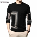 2021 New Fashion High End Designer Brand Mens Knit Black Wool Pullover Sweater Crew Neck Autum Winter Casual Jumper Mens Clothes