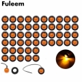 Fuleem 50PCS 3led Amber 3/4 Inch Mini Led Marker Clearance Light side marker lights 12V Waterproof|Truck Light System| - Offic